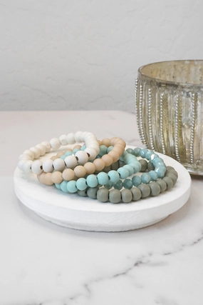 Wood glass basic bracelets stack beaded bracelet set Diamond Dust