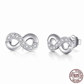Flawless Pick Worldwide Combinations Cycolinks 925 Sterling Silver Infinity Love Stud Earrings