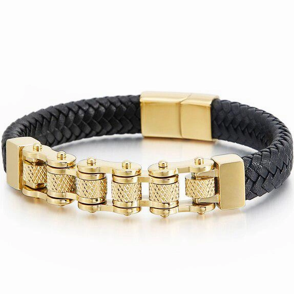 Cycolinks Retro Leather Bike Chain Bracelet Handled With Care Wear Everyday
