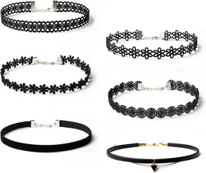 YEEQIN Black Choker Necklaces for Women Chokers Black Velvet Choker Necklaces Set Classic Gothic Tattoo Lace Choker