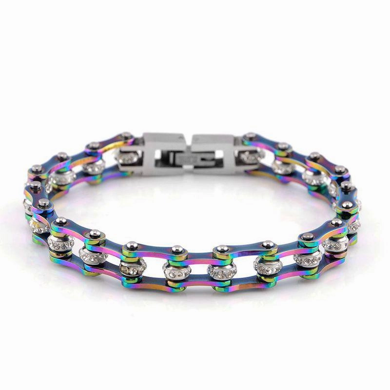 Cycolinks Rainbow Crystal Bike Chain Bracelet 7mm Quest Sight Lucky Piece