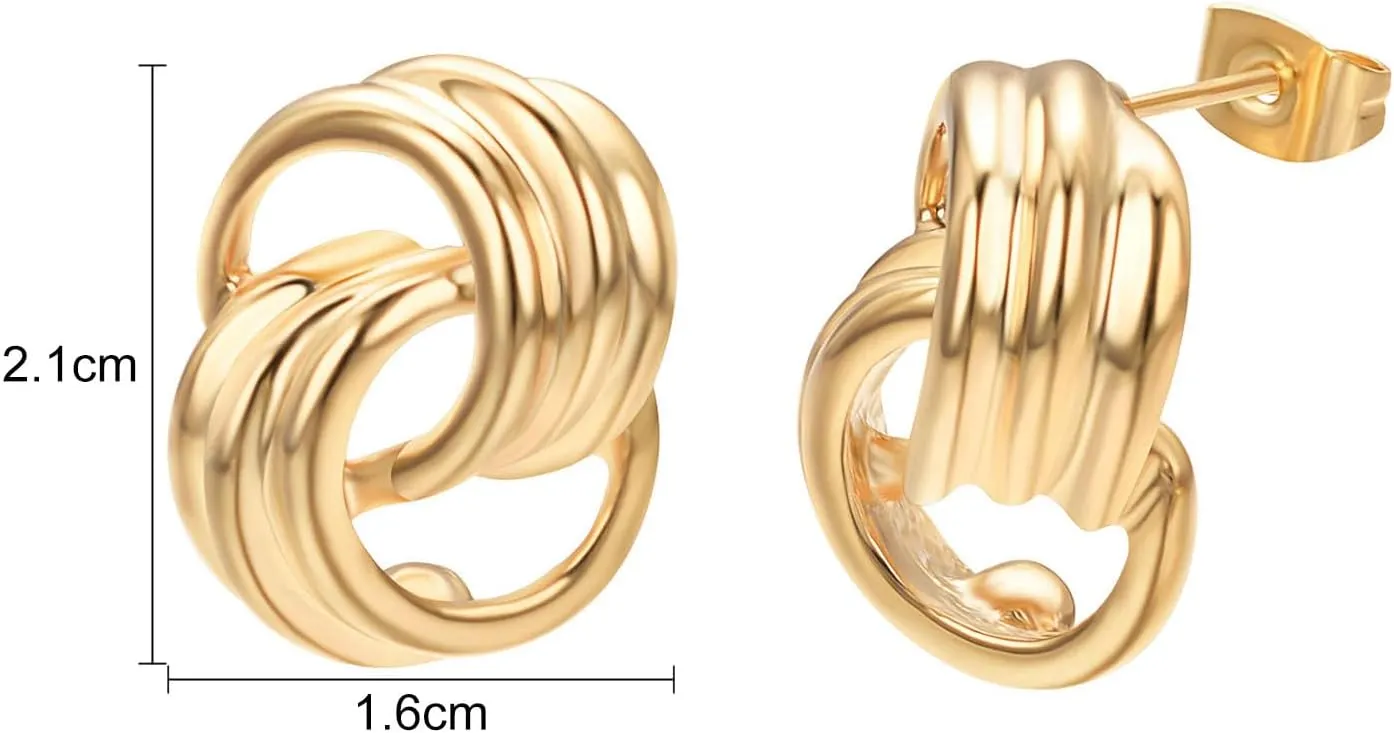 Yoursfs Double Hoop Gold Earrings for Women Studs Love Knot Drop Dangle Earring Lightweight Fashion Jewelry