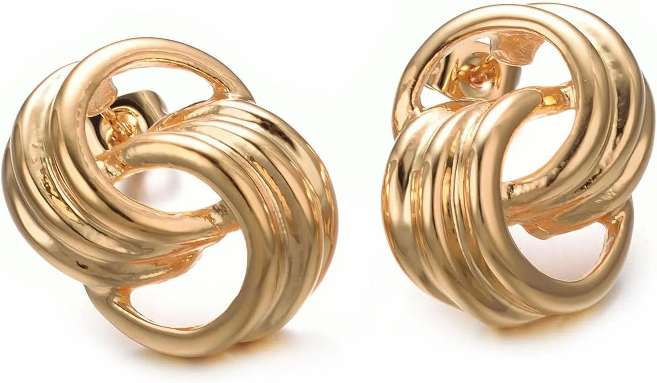 Yoursfs Double Hoop Gold Earrings for Women Studs Love Knot Drop Dangle Earring Lightweight Fashion Jewelry