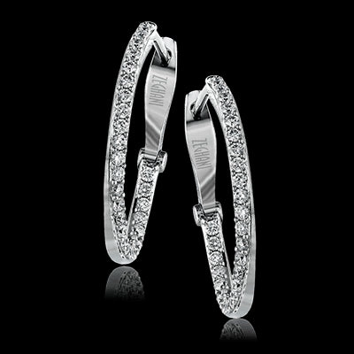 Abstract Item Adorable Embellishment ZE176 Hoop Earring in 14k Gold with Diamonds