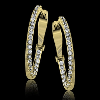 Matte Accessory ZE176 Hoop Earring in 14k Gold with Diamonds