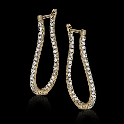 ZE207 Hoop Earring in 14k Gold with Diamonds Stunning Creation Attractive Aesthetic