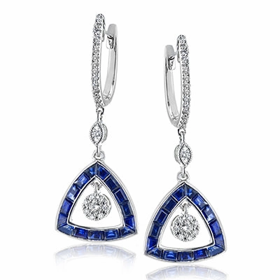 ZE688 Color Earring in 14k Gold with Diamonds Curved Decoration