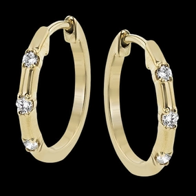 Brilliant Adornment ZE896-Y Hoop Earring in 14k Gold with Diamonds