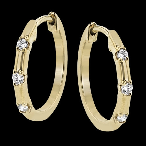 Brilliant Adornment ZE896-Y Hoop Earring in 14k Gold with Diamonds
