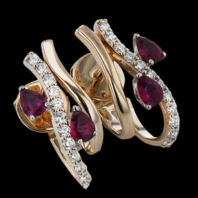 Heart-Shaped Accessory ZE994 Color Earring in 14k Gold with Diamonds