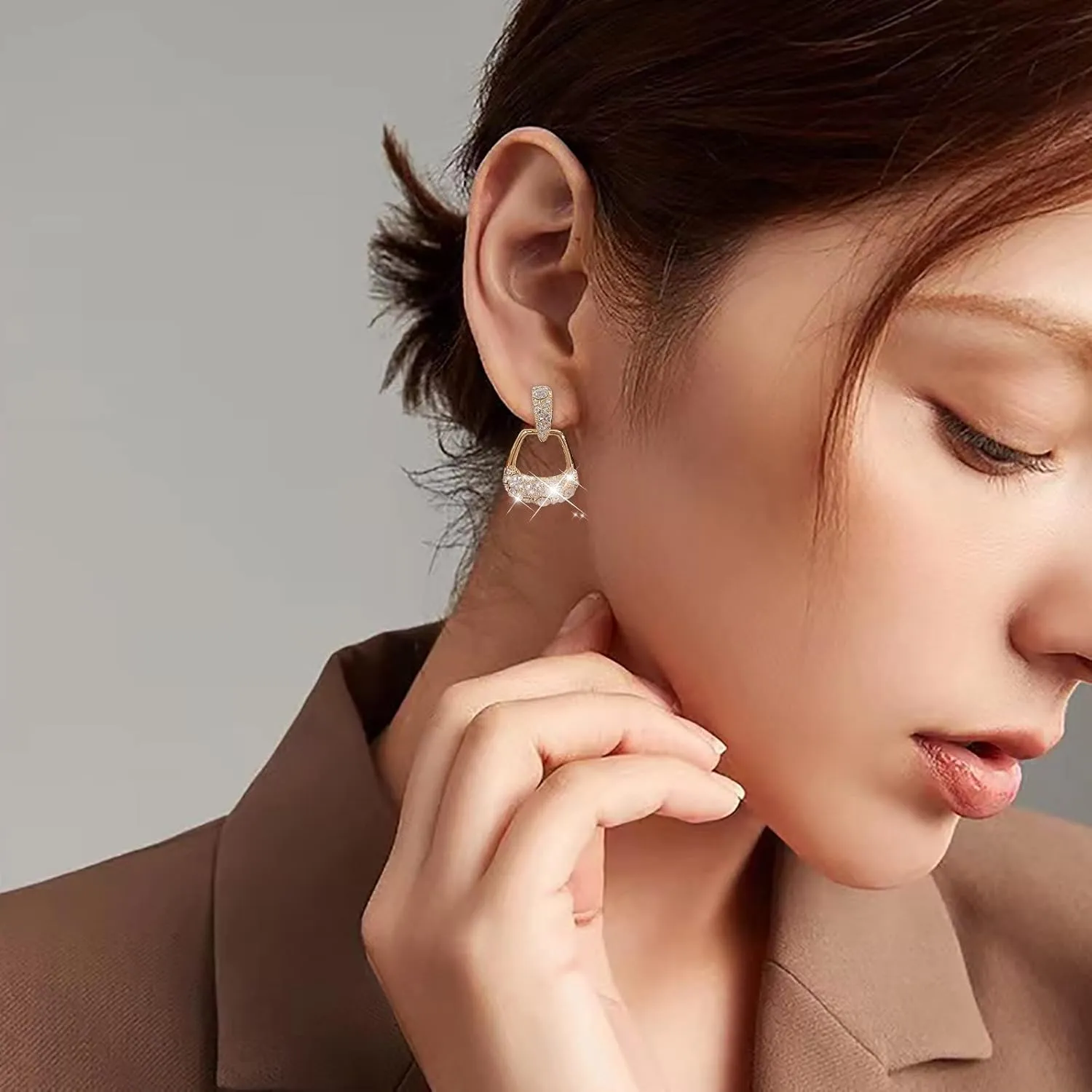 Zircon Dangle Earrings for Women Simulated Diamond Minimalist Piercing Earrings Elegant Earrings