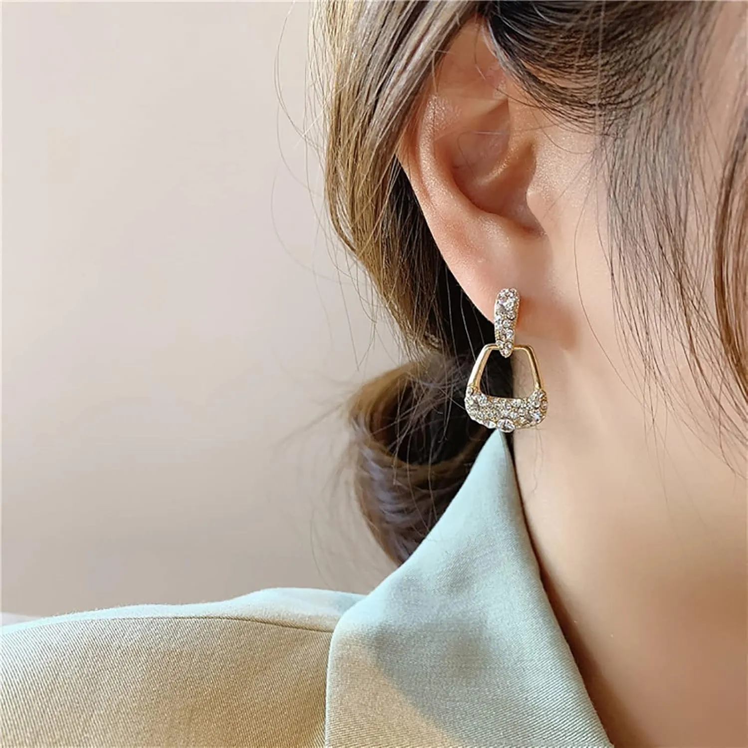 Zircon Dangle Earrings for Women Simulated Diamond Minimalist Piercing Earrings Elegant Earrings