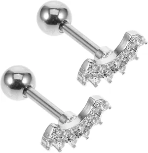 Zircon Earrings for Women 2pcs Pierced Earring Studs Rhinestones for Female