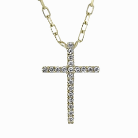 ZP1279 Cross Pendant in 14k Gold with Diamonds Indicating Jewelry Versatile Item