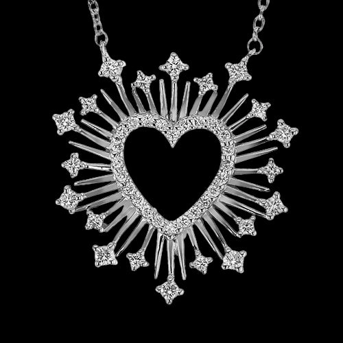 ZP1289 Heart Pendant in 14k Gold with Diamonds Graceful Feature Relaxed Style