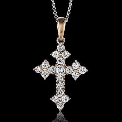 Family Style ZP149 Cross Pendant in 14k Gold with Diamonds
