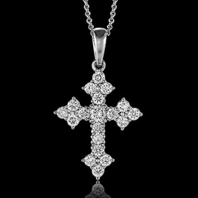 Furnishing Item Handmade Adornment ZP149 Cross Pendant in 14k Gold with Diamonds