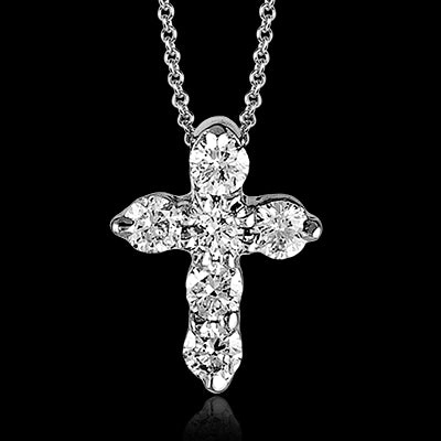 Delicate Gift For Teacher ZP263 Cross Pendant in 14k Gold with Diamonds