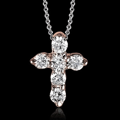 High-Quality Piece ZP263 Cross Pendant in 14k Gold with Diamonds