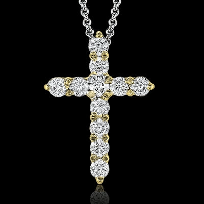 Formal Attire Artful Touch ZP290 Cross Pendant in 14k Gold with Diamonds