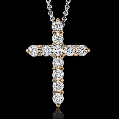 ZP290 Cross Pendant in 14k Gold with Diamonds Casual Look