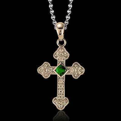 ZP375 Cross Pendant in 14k Gold with Diamonds Sleek Look Father??s Present