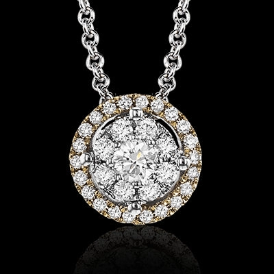 ZP827 Pendant in 14k Gold with Diamonds Brushed Item Affordable Design