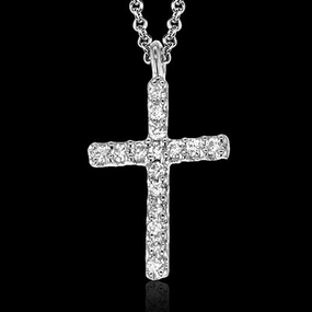 Neutral Design Adornment Gorgeous Jewelry ZP862 Cross Pendant in 14k Gold with Diamonds