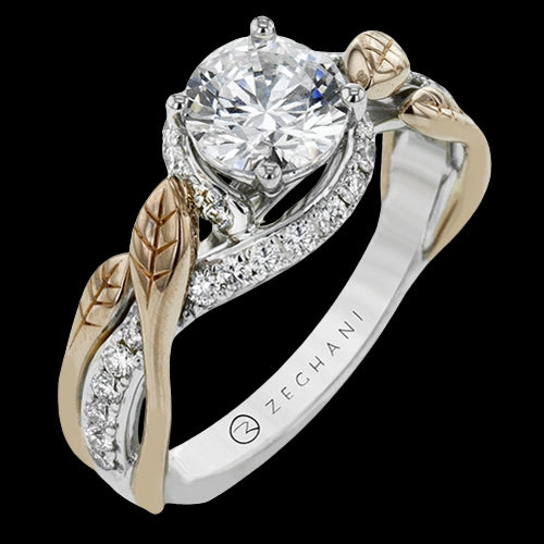 ZR1389 Engagement Ring in 14k Gold with Diamonds Meaningful Embellishment Nature Inspired