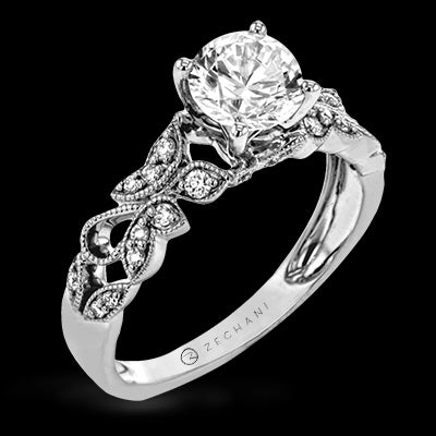 Dainty Feel Traditional Trinket ZR1640 Engagement Ring in 14k Gold with Diamonds