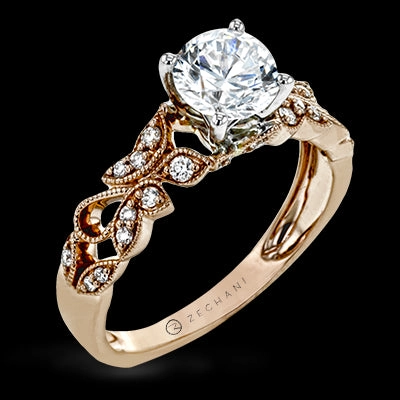 ZR1640 Engagement Ring in 14k Gold with Diamonds Handcrafted Design Cute Gift