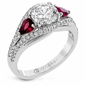 Minimalist Trinket ZR1860 Engagement Ring in 14k Gold with Diamonds