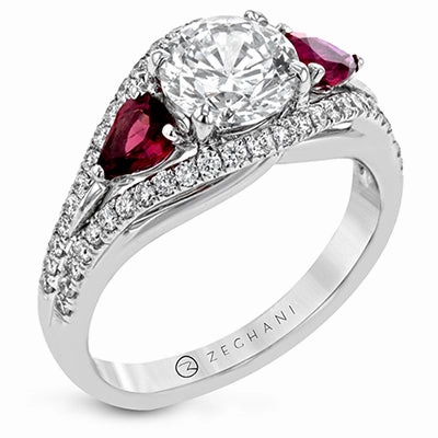 Minimalist Trinket ZR1860 Engagement Ring in 14k Gold with Diamonds