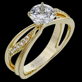 Classic Design ZR2174 Engagement Ring in 14k Gold with Diamonds