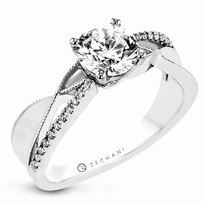 Shining Accent ZR2310 Engagement Ring in 14k Gold with Diamonds