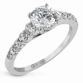 ZR27PRER-1 Wedding Set in 14k Gold with Diamonds Leaf Motif Contemporary Memento