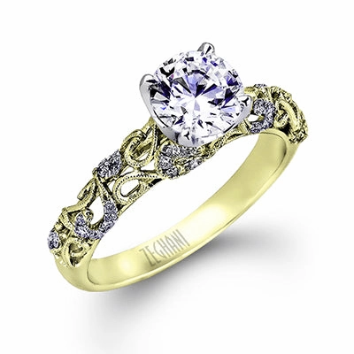 Creative Detail Statement Look ZR917 Engagement Ring in 14k Gold with Diamonds